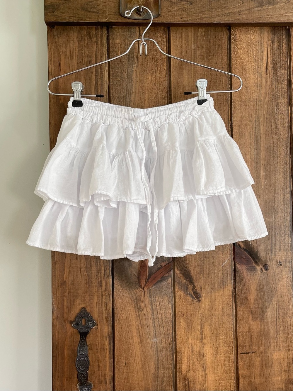 Blanco by Nature Lola White Cotton Ruffle Tiered Mini Skirt Skort Medium